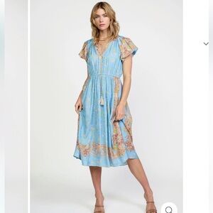 NWT. Retro Floral Bubble Sleeve, Current Air, Size M